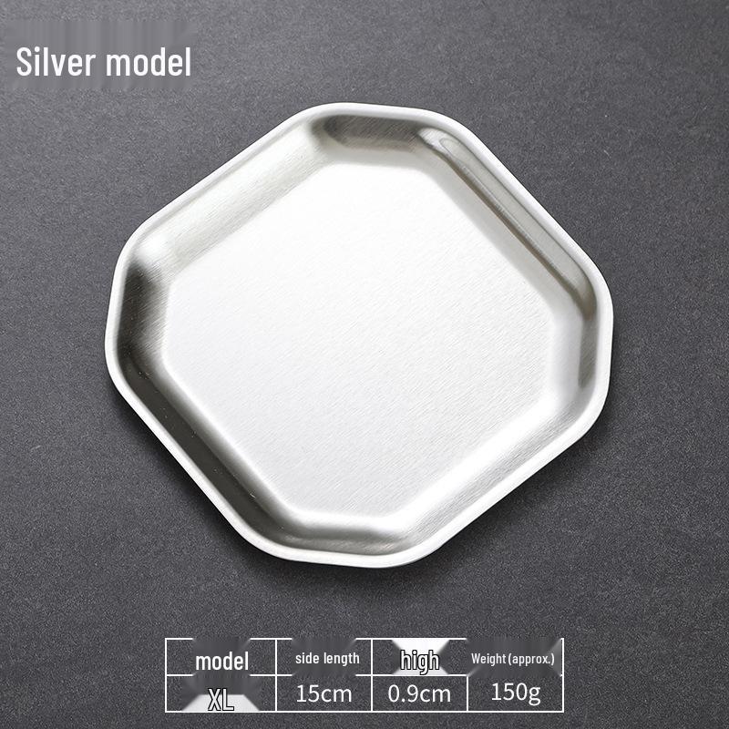 Korean Style 304 Stainless Steel Square BBQ Tray & Flat Bottom Pastry Plate - Gold Dinnerware