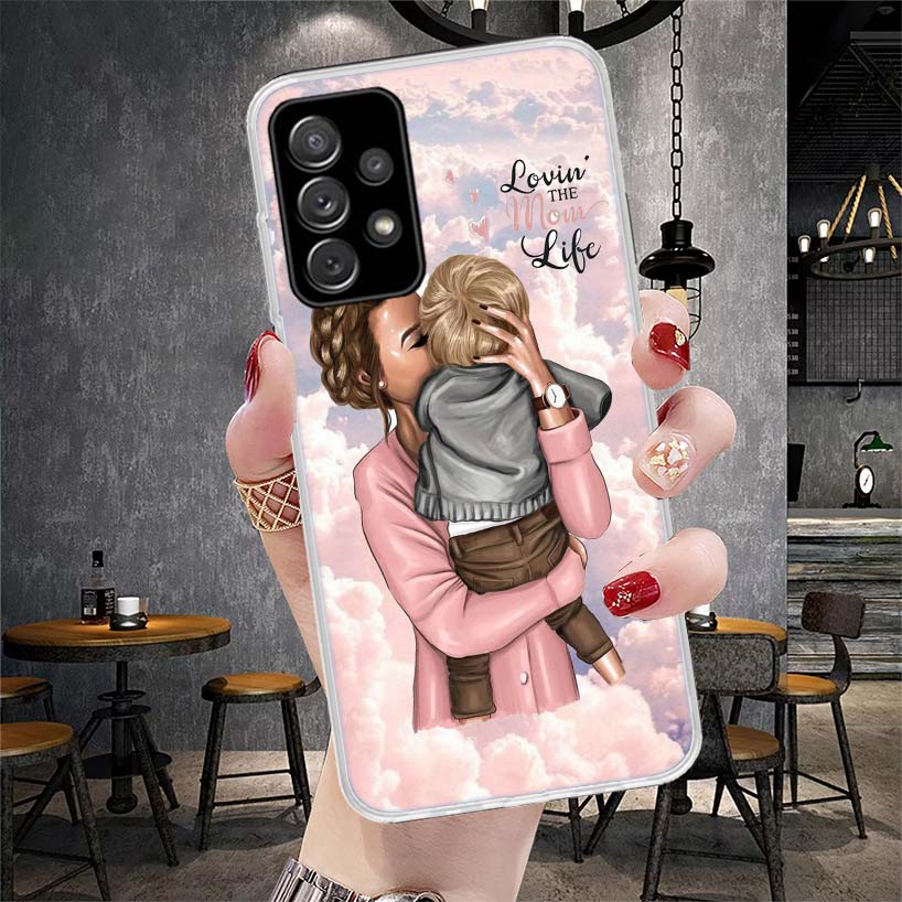 Girl Super Baby Mom Pink Soft Phone Case For Samsung Galaxy A12 A22 A32 A52 A72 A02S A51 A50S A71 A70 A31 A20S Note 20 Ultra S10