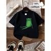 European sizes Boys T Shirt Casual Short Sleeve T-ShirtGreen Frog Sitting Pose Fun Summer Design, Regular Fit for Casual Attire, Playful Kids Fashion
