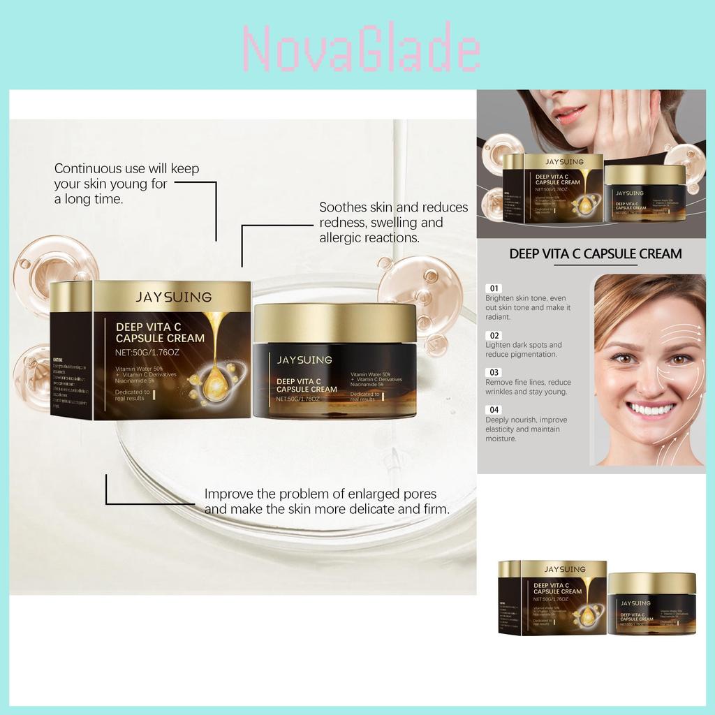 Jaysuing Vitamin C Facial Moisturizing Cream Gentle Hydrating Nourishing Brightening Skincare