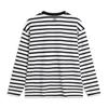 Li-Ning Striped Round Neck Casual Long Sleeve Drop Shoulder T-Shirt Women Tops Black AHSU716-1