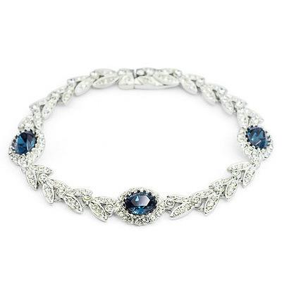 

Luxury Leaf Zircon Bracelets for Women Party Wedding Short Chain Accessories Crystal Fashion Jewelry Bangle on Hand H046 18CM