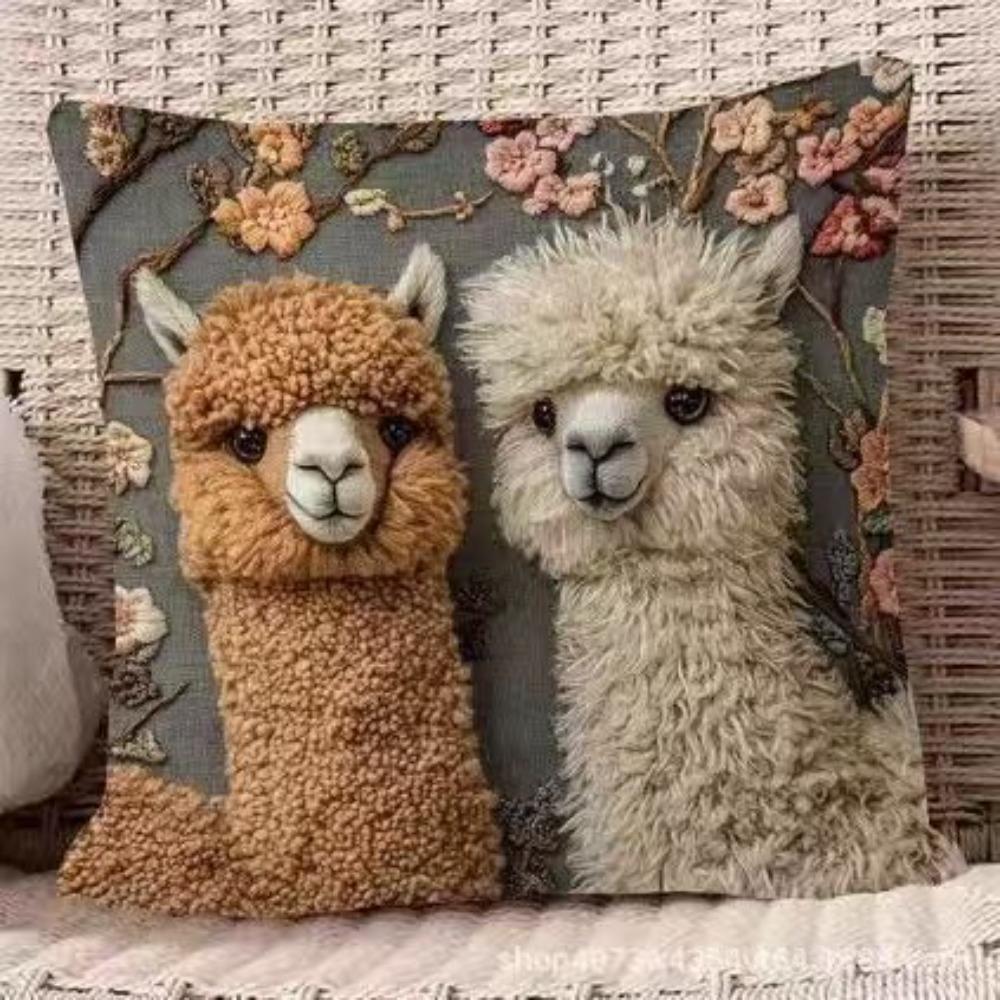 Sofa Pillow Pillowcase Skin-friendly Short Plush Cute Animal Cat Pillow Cover Living Room Cushion Cover Without Core