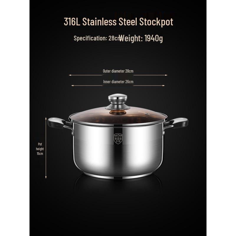 2025 Three-Layer 316 Stainless Steel Steamer & Soup Pot for Induction & Gas Stoves
