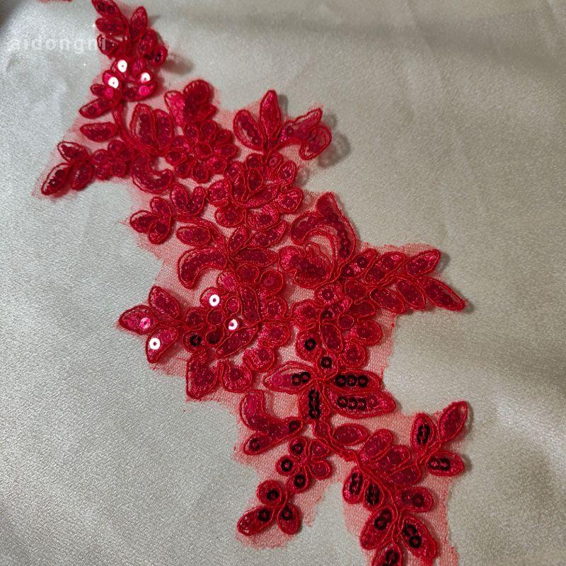 Embroidery On Float Bone Lace Flower Handmade Diy Bridal Jewelry Lace Accessories Wedding Dress Material Multi-Color Flower Stickers