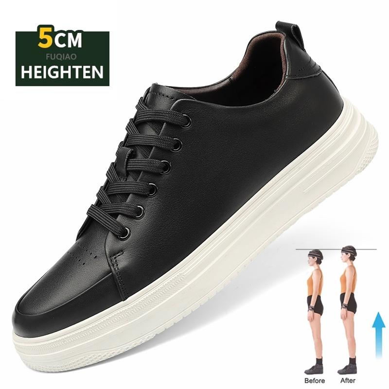 Fashion New Summer Men's Sneakers Elevator Shoes Heightening Height Increase Insole 5CM High Heels Shoes Leather Sport Shoes Men Shoes