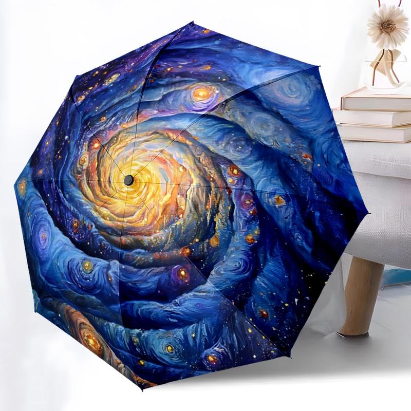 

1pc Cosmic Spiral Automatic Umbrella - Automatic Opening And Closing, Sturdy Iron Frame, Portable Folding Design yy251018178