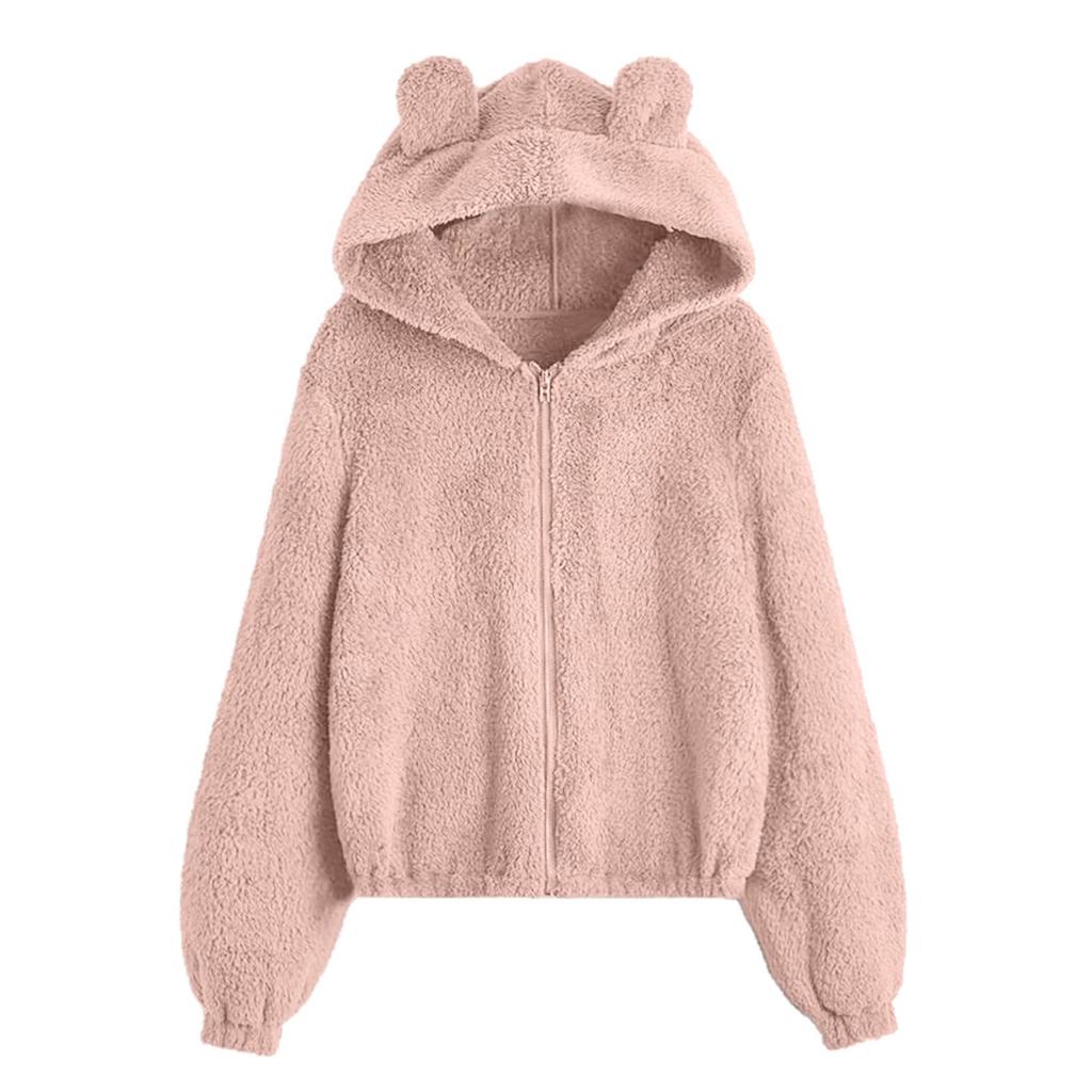 Women's 2023 Autumn Loose Knit Plush Hooded Cardigan Jacket