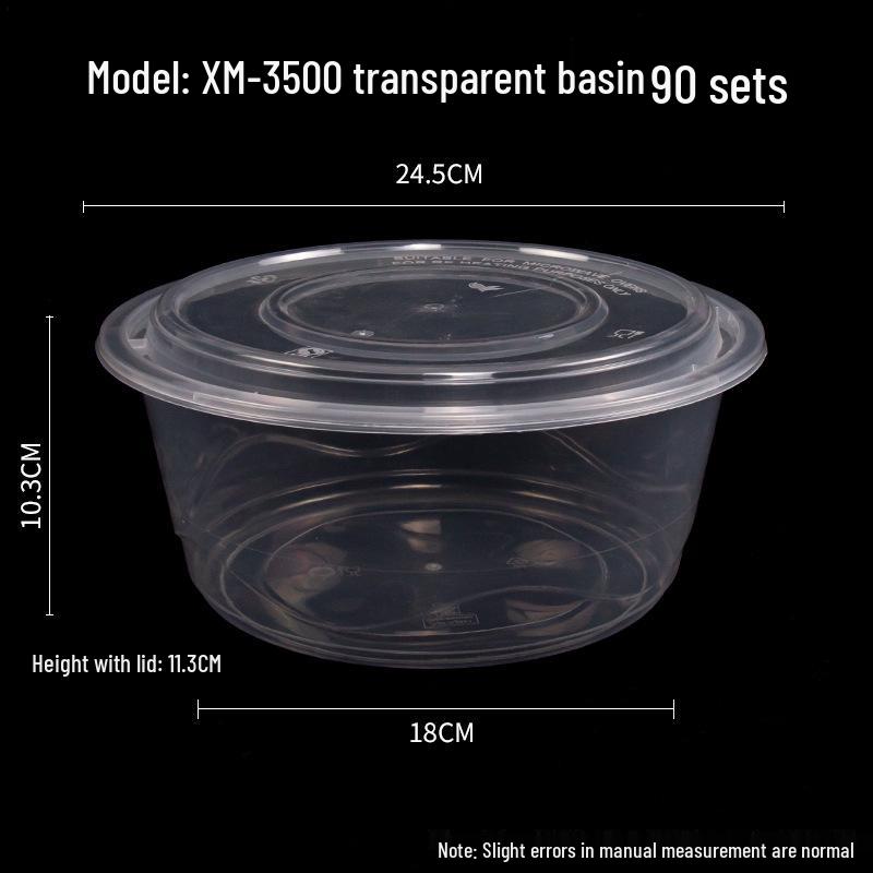 1000ml Round Transparent Plastic Takeaway Food Container with Lid