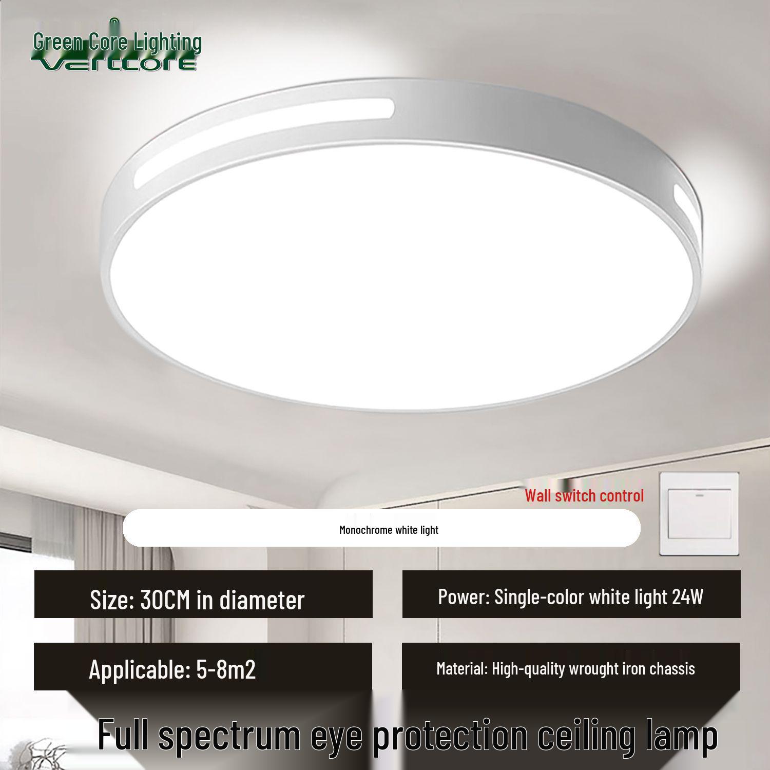 

Zhongshan LED Ceiling Light - Energy-Saving, Eye-Protection, Super Bright Round Fixture for Living Room & Bedroom White Frame