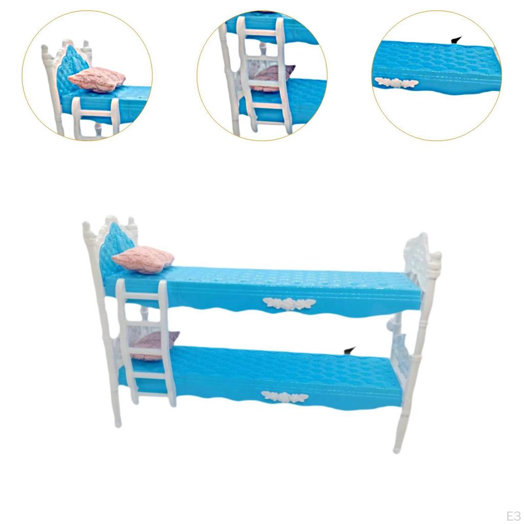 Dollhouse Bunk Bed Doll Set Miniature Pretend Play Toy for Kids