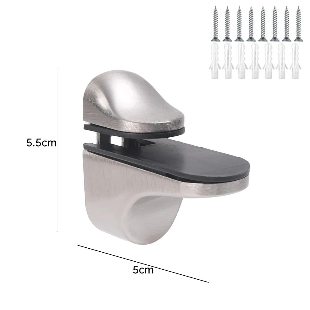 

2/6 шт. кронштейн для стеклянной полки из цинкового сплава, настенный кронштейн для ванной комнаты, держатель для регулируемых деревянных полок, стеклянные зажимы 2PC