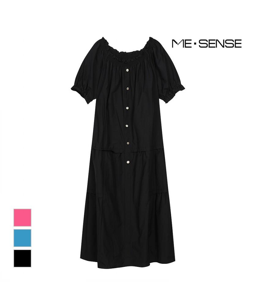 MESENSE Elastic Waist Short Sleeve Long Dress_Mb46Opm184A