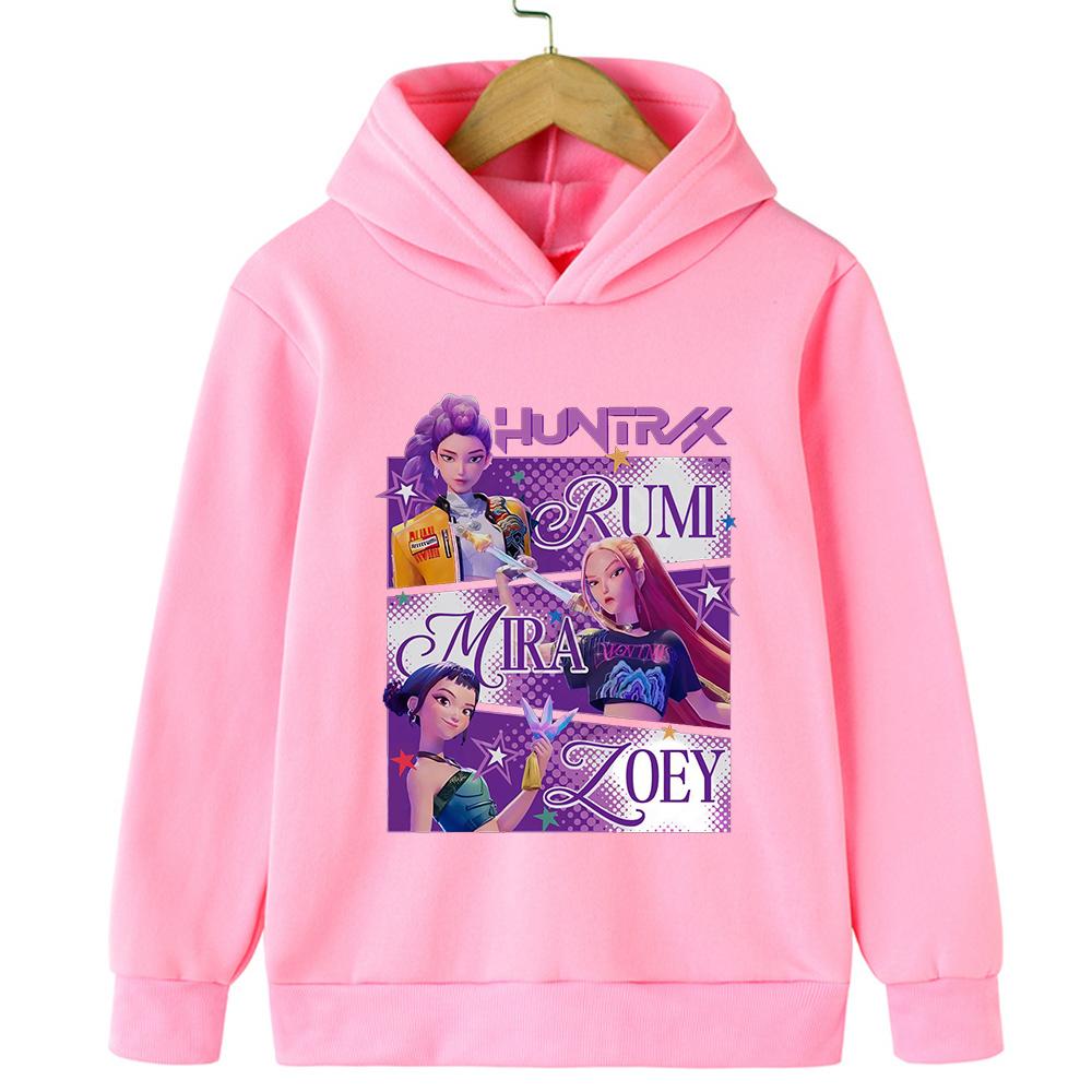 KPop Devil Hunter Cartoon Printed Girl and Boy Hooded Fashion Casual Hoodie