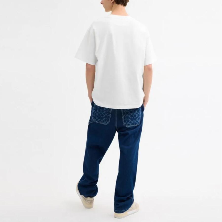 COACH T-Shirts Men's White Crew Neck Moderate CZ073-WHT