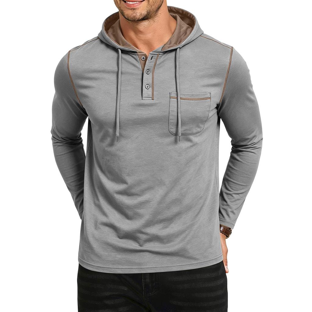Men's Hooded Shirt Loose Fit Casual Long Sleeve for Outdoor Fall Winter
