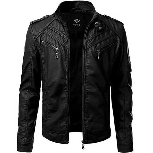 Original Leather New Men Stylish Black Jacket Handmade Genuine Lambskin Biker Motorcycle