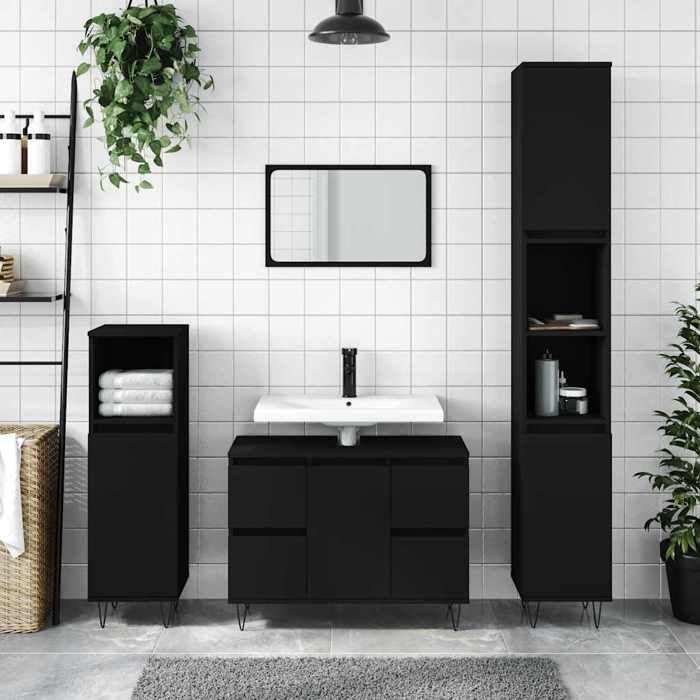 VidaXL Bathroom Cabinet Black 80x33x60 Cm Engineered Wood 831653