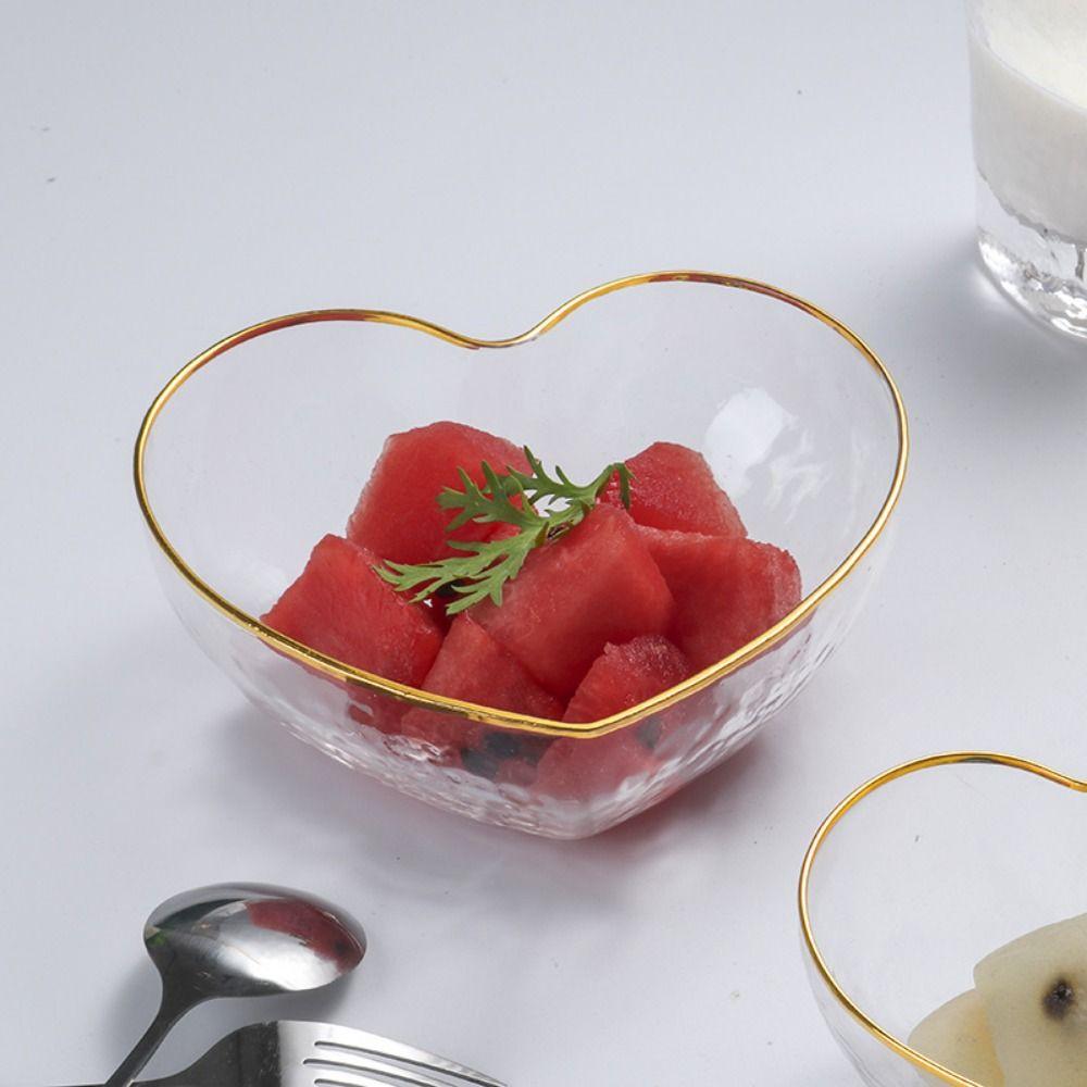 Love Heart Glass Heart Bowl Heart Shaped Candy Trays Simple Fruit Plate  Ice Cream