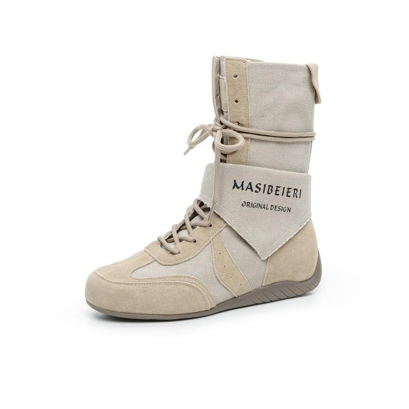 Small heightening platform boots leather short boots retro outdoor tooling wasteland boxing Martin boots