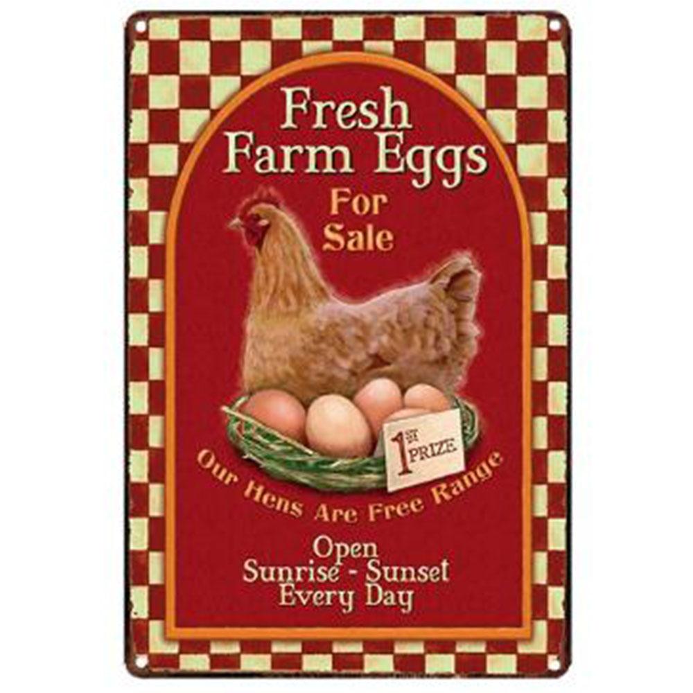 Farm Fresh Eggs Metal Tinplate Sign Poster Chicken Egg Shabby Chic Tin Signs Metal Plate 20x30cm