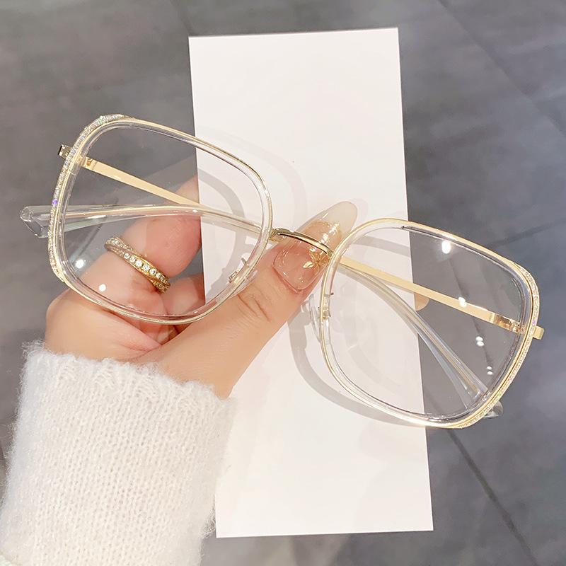 New metal flat glasses trendy fashion round frame color-changing anti-blue glasses personalized anti-blue glasses