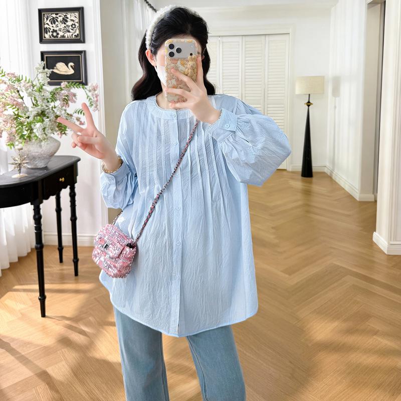 2026 Spring French Loose-Fit Doll Blouse XL синий