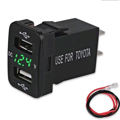 [Eight Flower] Toyota A Type Dedicated Daihatsu Car Voltmeter Included Rapid 4.2A Dual USB Port Green LCD