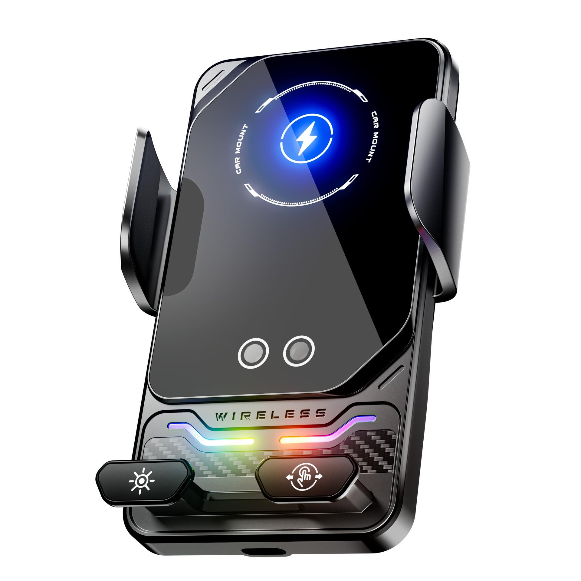 

Dual Motor Auto-Rotation Transparent Wireless Car Charger & Phone Holder