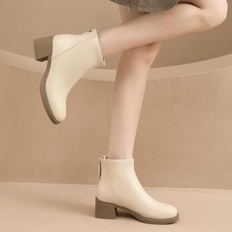 Mid-heel Shoes, Short Boots, Women's Shoes, New Autumn and Winter Styles, Single Boots, Chunky Boots