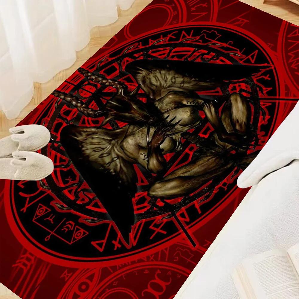 Satanic Baphomet Floor Mat INS Style Soft Bedroom Floor House Laundry Room Mat Anti-skid Household Carpets