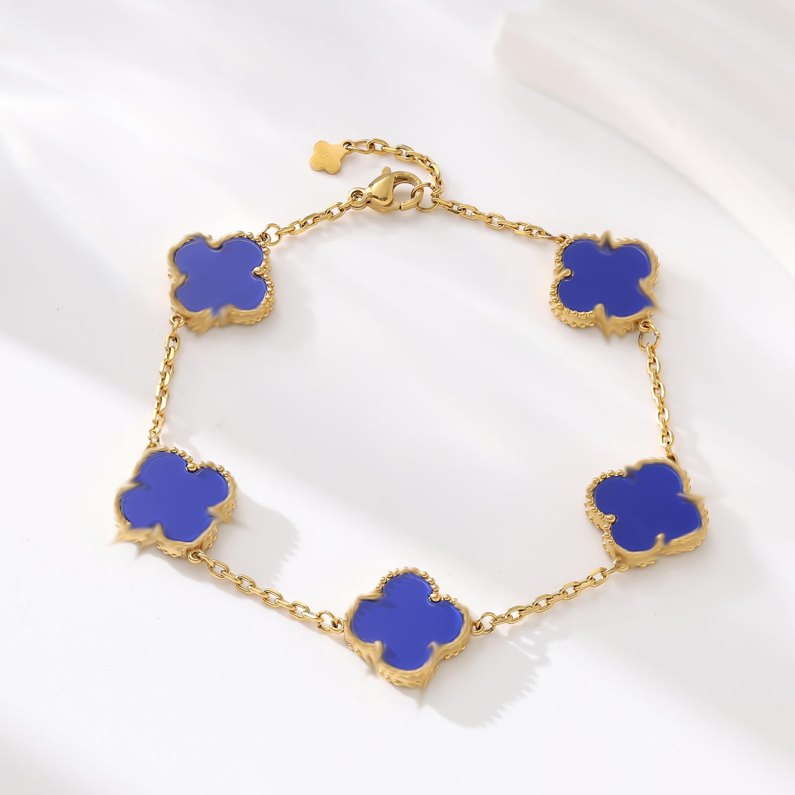 

браслет с четырехлистным клевером на удачу 18К двусторонний перламутровый модный легкая роскошь высококлассный женский браслет