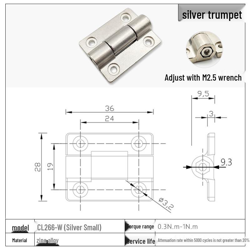 Stainless Steel Adjustable Torque Damping Hinge with Positioning Stop