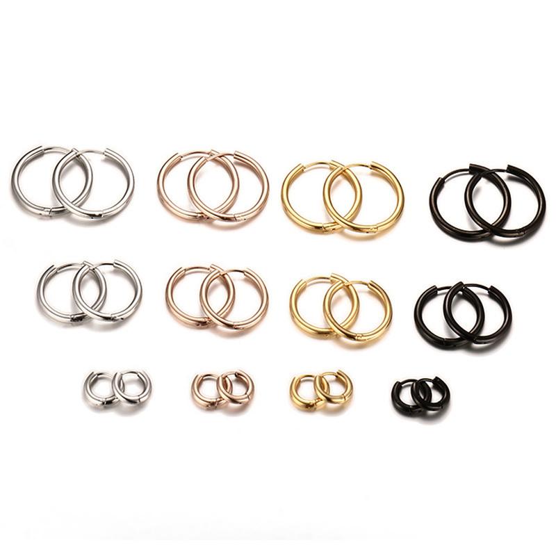 VNOX Basic Stainless Steel Hoop Earrings for Women Man Round Circle Loop Earring Aretes 25mm/20mm/11mm Unisex Ear Jewelry