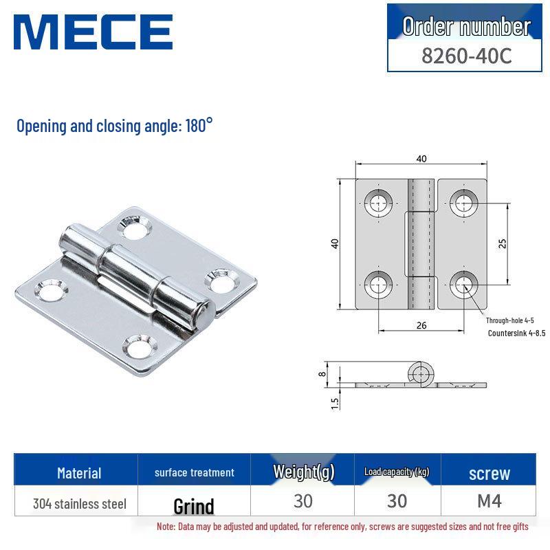 304 Stainless Steel Thickened Cabinet & Wooden Door Hinges