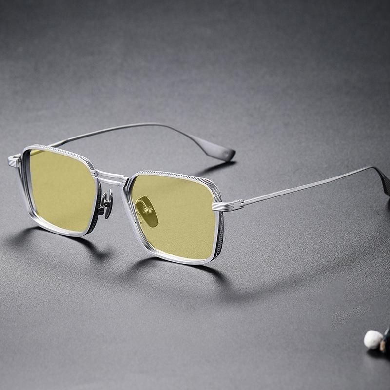 Non-polarized Alloy Night Vision Changing Sun Glasses Women Men Retro Square Large Frame Eyeglasses Female Sunglasses