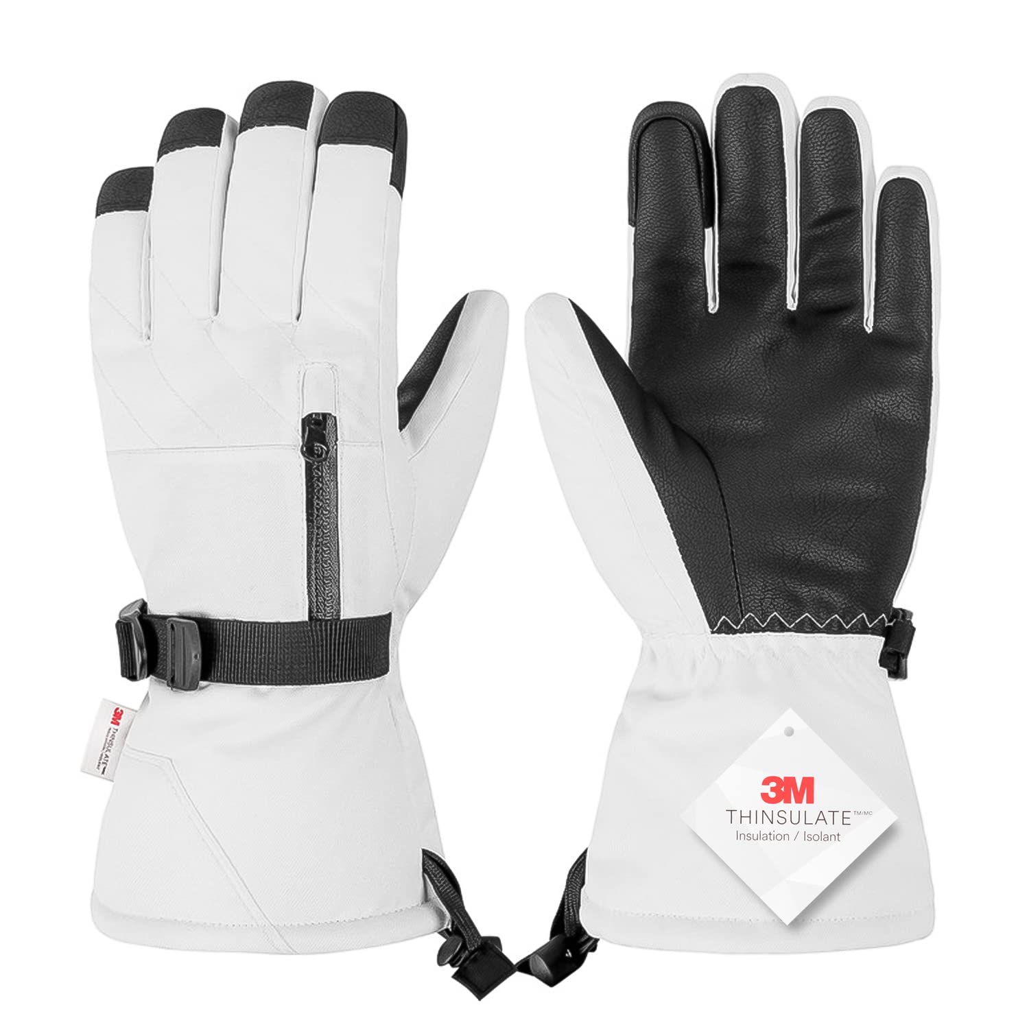 

Лыжные и сноубордические 3M Thinsulate водонепроницаемые и для велоспорта и мотоспорта сенсорные для смартфона и от потери перчатки, пятипалые, для мужчин и женщин белый