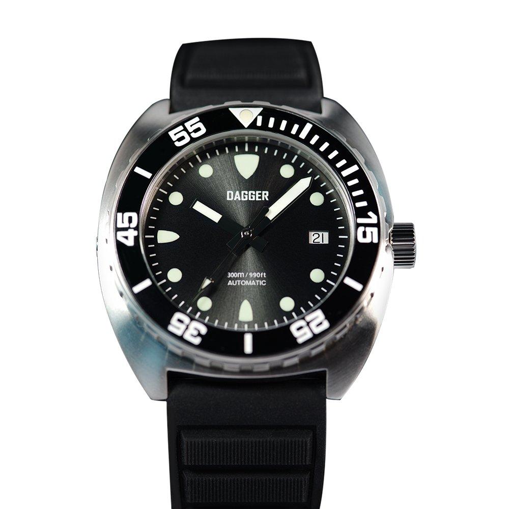 

DAGGER LLB 300m Pro Dive Automatic Watch Helium Valve Sapphire Rotating Bezel Stainless Steel Rubber Strap Black
