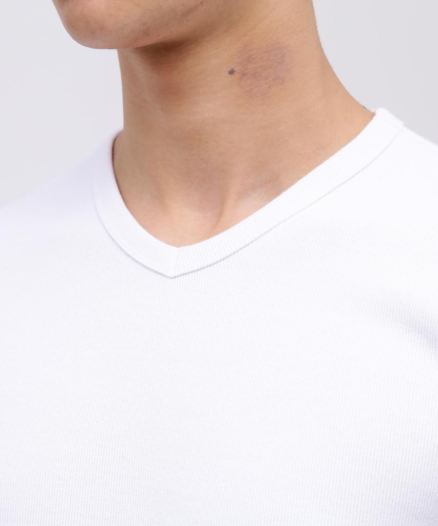 AVIREX DAILY RIB V-NECK TEE 6143501 men's M size 001 white