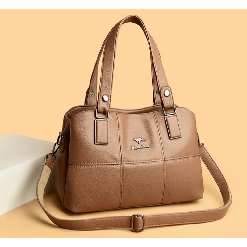 Soft Leather Splicing Large-capacity Handbag Women's Shoulder Bag