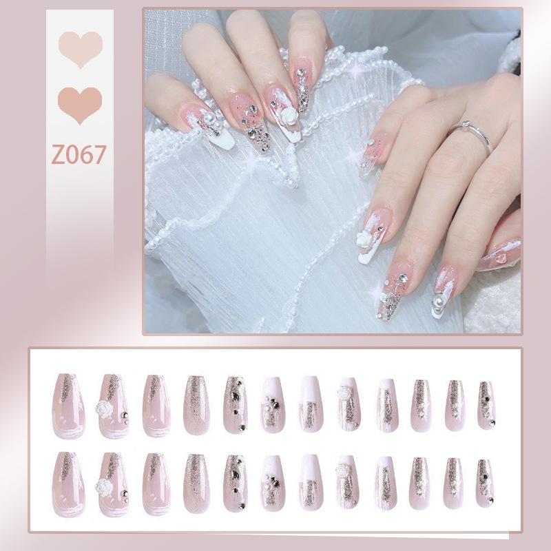 Press On Acrylic Fake Nails Set with Glue High Quality Handmade Nail Extension French Tips Woman False Short Nails Press Ons