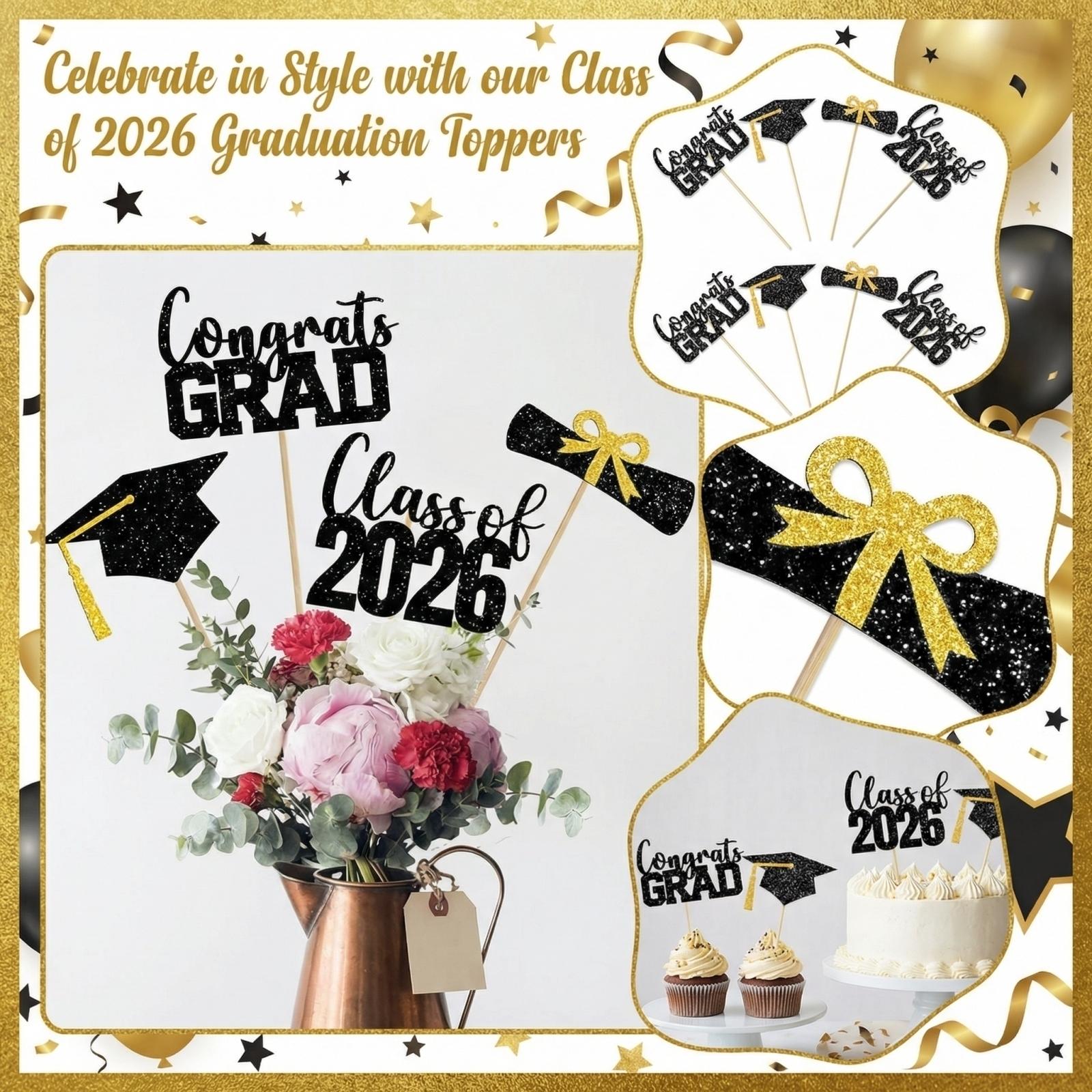 

16PCS Graduation Party Decoration And Arrangement: Tassel Cake And Signage One Size чёрный