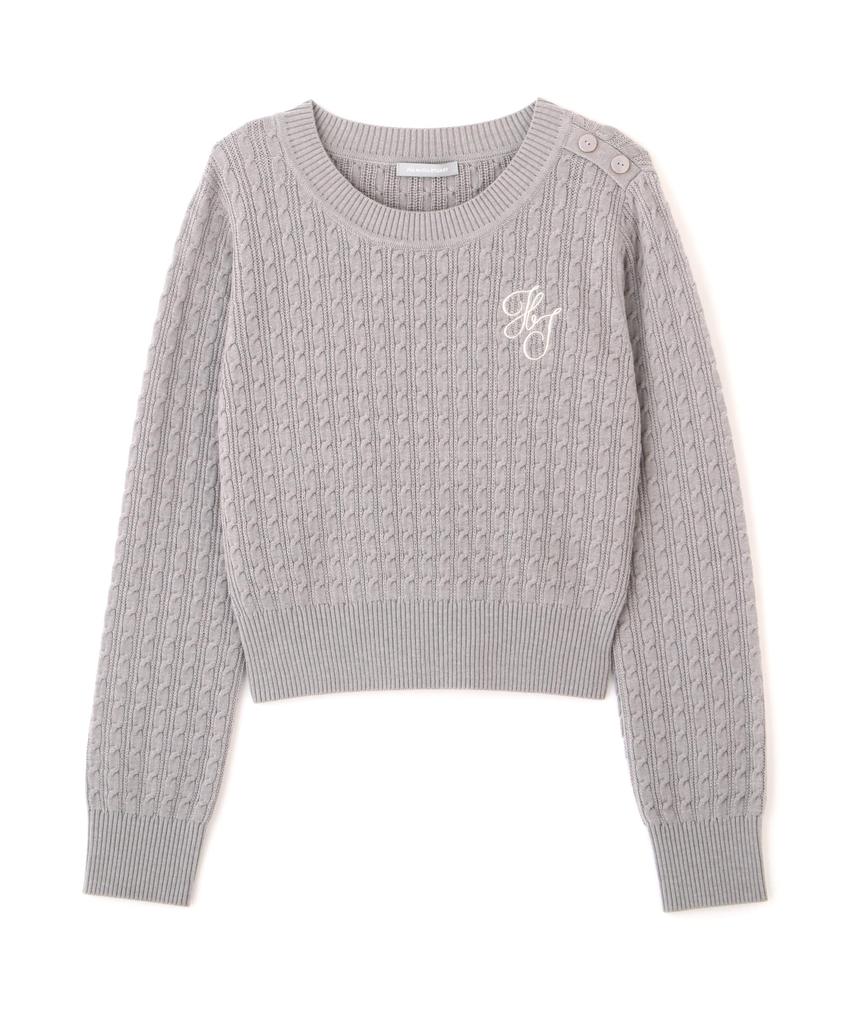 Jill by Jill Stuart Mini Cable Logo Knit Top, Women's, Mocha Gray