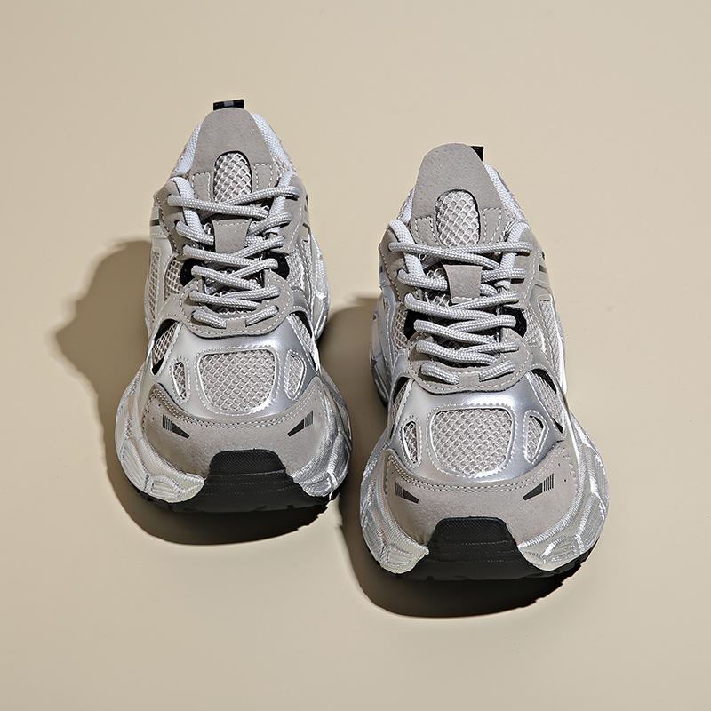 

Женские туфли Dad Shoes 2024, весна, новые, кожаные, на толстой подошве, нескользящие, легкие, повседневные туфли, подчеркивающие модную женскую спортивную обувь 40 чёрный