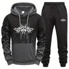 Men's Sports Suit Printed Ink Hooded Sweatshirt, Sweatshirt, Sweatpants, Casual Sports Jogging Top, Pants, Fashionable Set