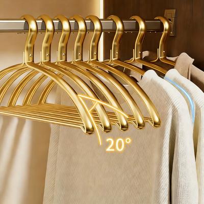 5/10/15pcs Gold Metal Hangers,Matte Aluminum Clothes Hangers for Aesthetic Home Decor,Dorm Room, Sturdy Space-Saving Hanger Rack
