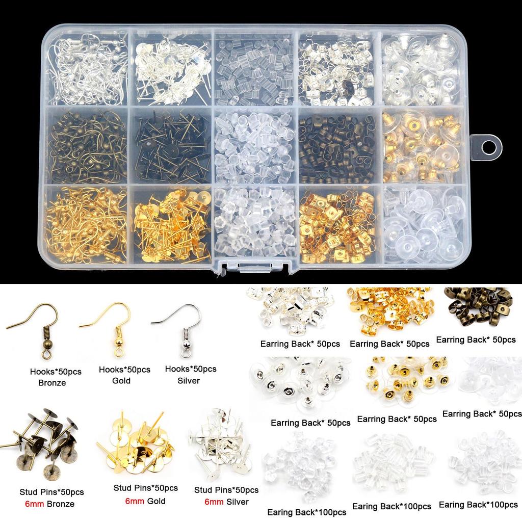 DIY Jewelry Making Kit: Jump Rings, Ear Hooks, Ear Plugs, Lobster Clasps for Earrings & Bracelets