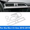 Accessories For Kia Rio 4 X-line 2018 Carbon Fiber Interior Center Console Air Condition Vent Outlet Cover Trim Molding
