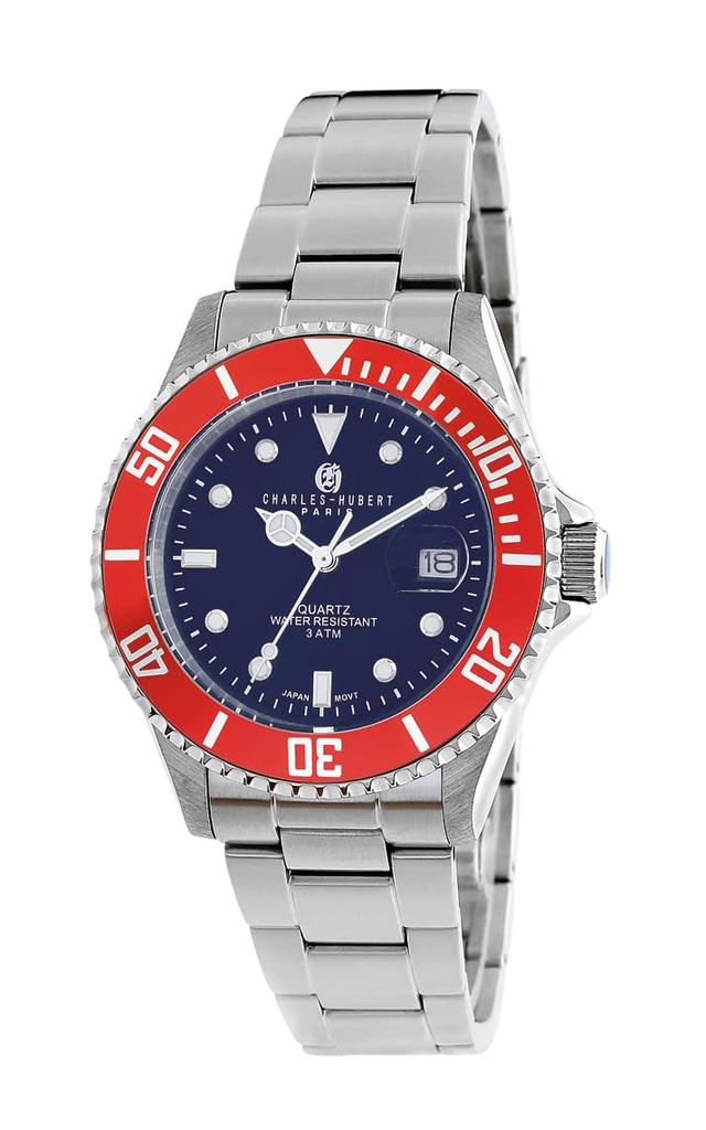 Charles Hubert Men's Silver Watch, 4029, 3-Hand Date