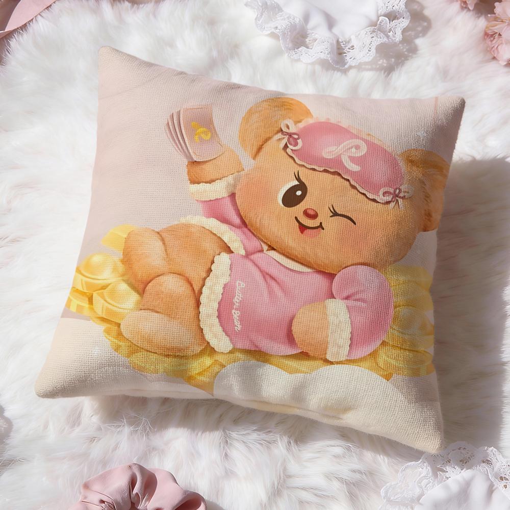 Anime B-Butter BearS Cushion Cover Premium Comfort Reversible Pillow Cove -Two In One Design for Any Room & Car Interior